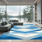 Shades Of Blue Geometric Layers Rug