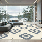 Gray Diamond Floral Arrangement Rug