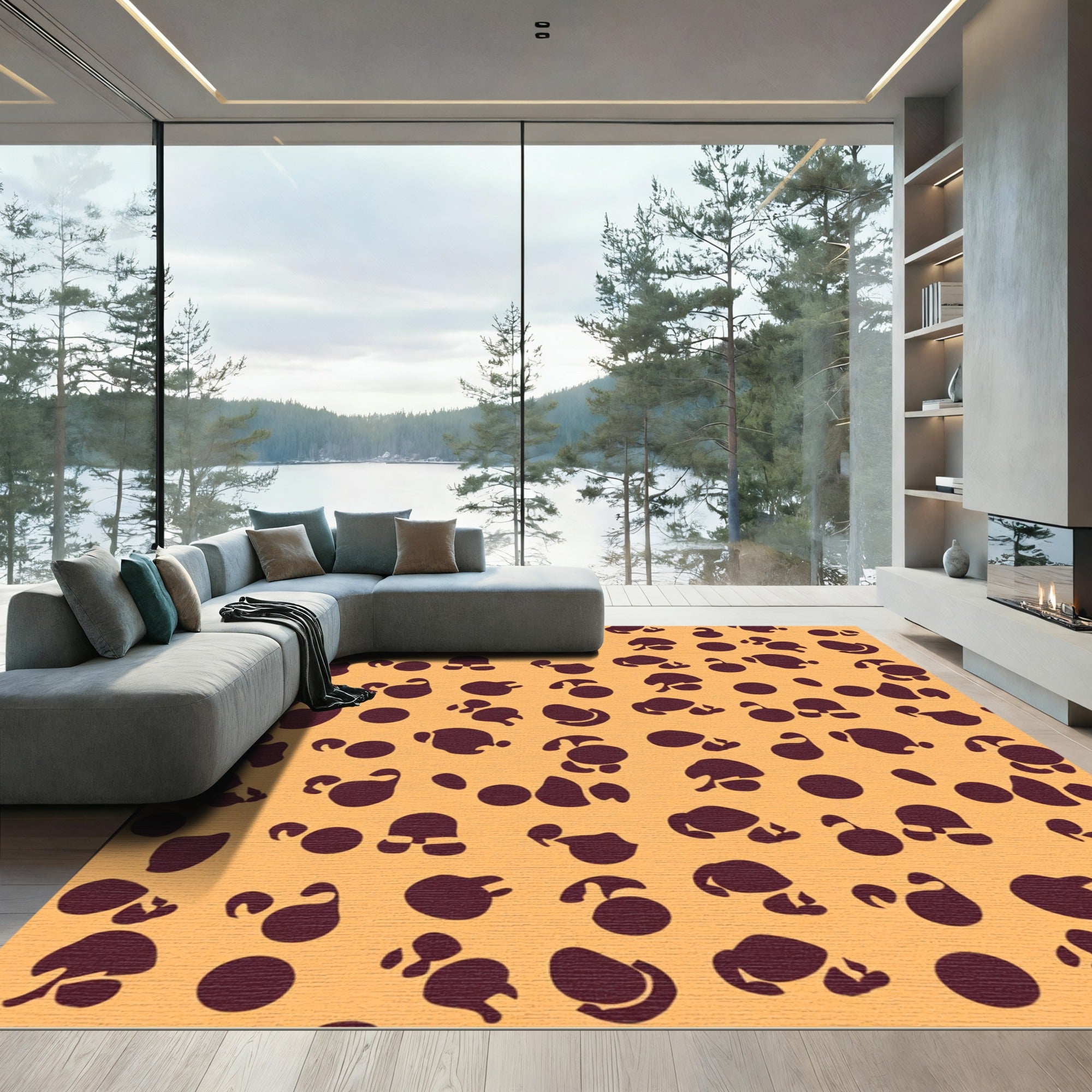 Burgundy Spot Scatter Pattern Rug