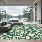Teal Organic Branch Flow Rug