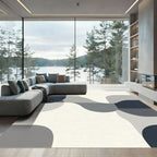 Modern Gray Abstract Stripe Wave Rug