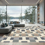 Geometric Squares Neutral Tones Composition Rug
