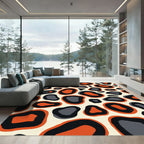 Bold Orange Black Gray Spots Rug