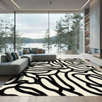 Abstract Black Ivory Organic Flow Rug