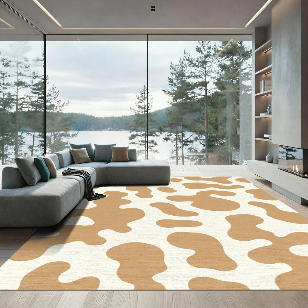 Toffee White Organic Spots Rug