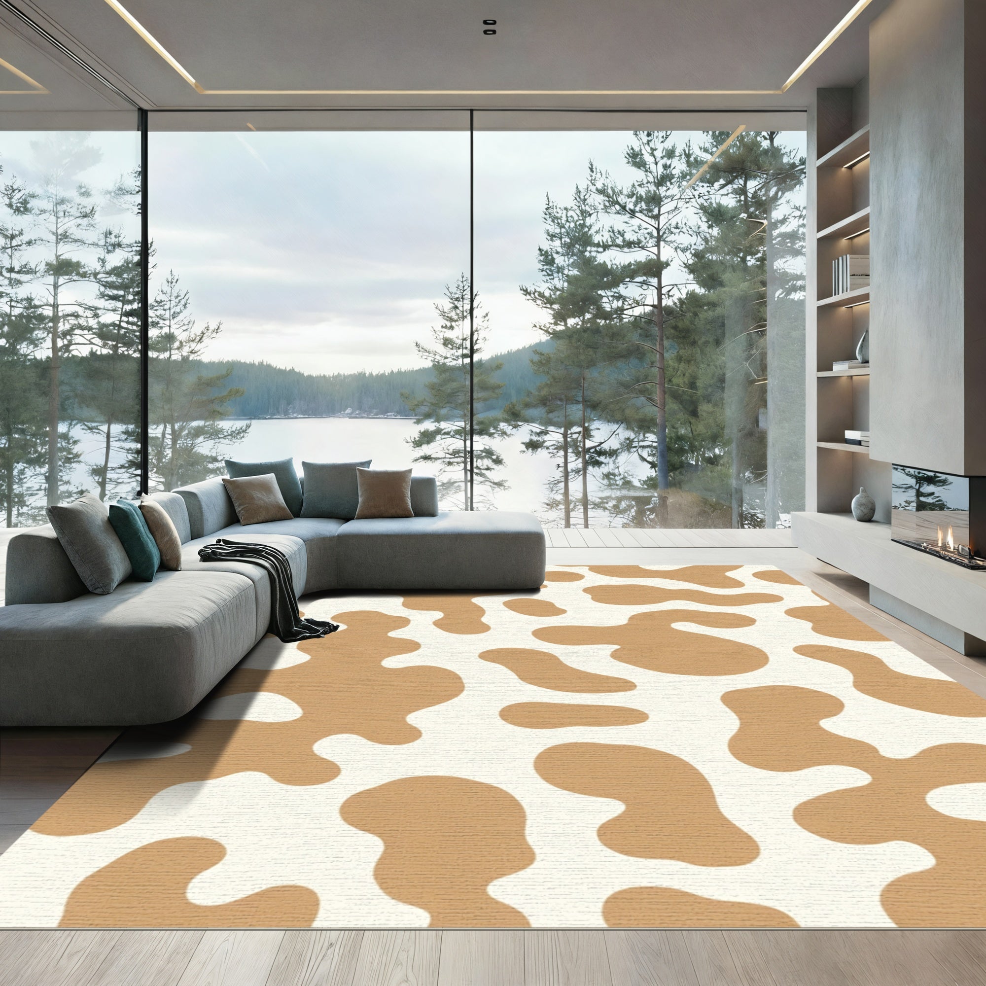 Toffee White Organic Spots Rug