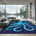 Aqua Octopus Swirls Ocean Rug