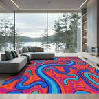 Vibrant Swirls in Orange and Blue Rug