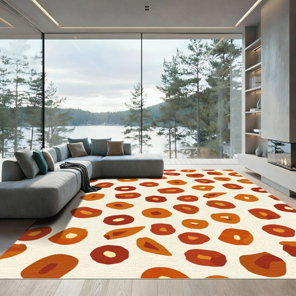 Earthy Orange Ochre Abstract Shapes Rug