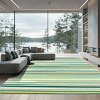 Earthy Green Layered Lines Rug