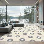 Gray Abstract Circle Scatter Rug