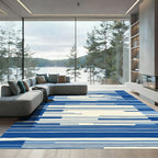 Modern Blue Stripe Abstract Rug