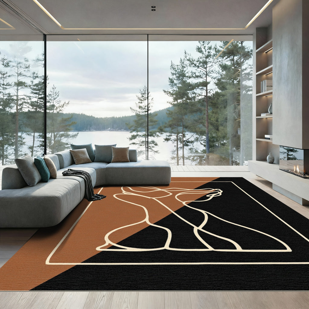 Bold Cream Abstract Form Dual Tone Rug