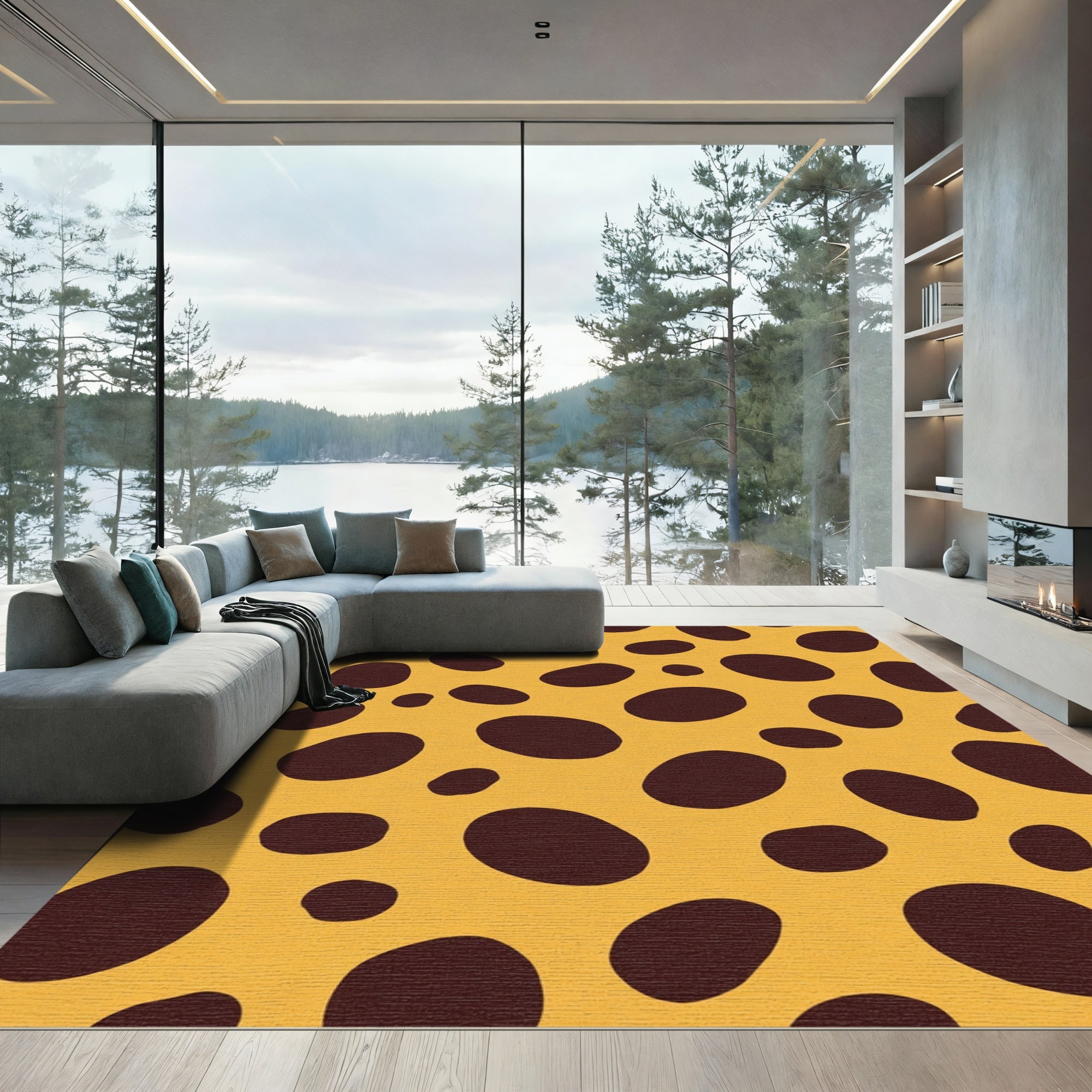 Amber Ocher Spotted Animal Print Rug