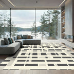 Abstract Monochrome Grid Lines Rug