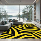 Bold Yellow Black Wavy Stripe Rug