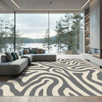 Neutral Gray Organic Zebra Stripe Rug
