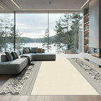 Geometric Gray Diamond Stripe Border Rug