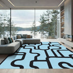 Black And Blue Organic Maze Rug