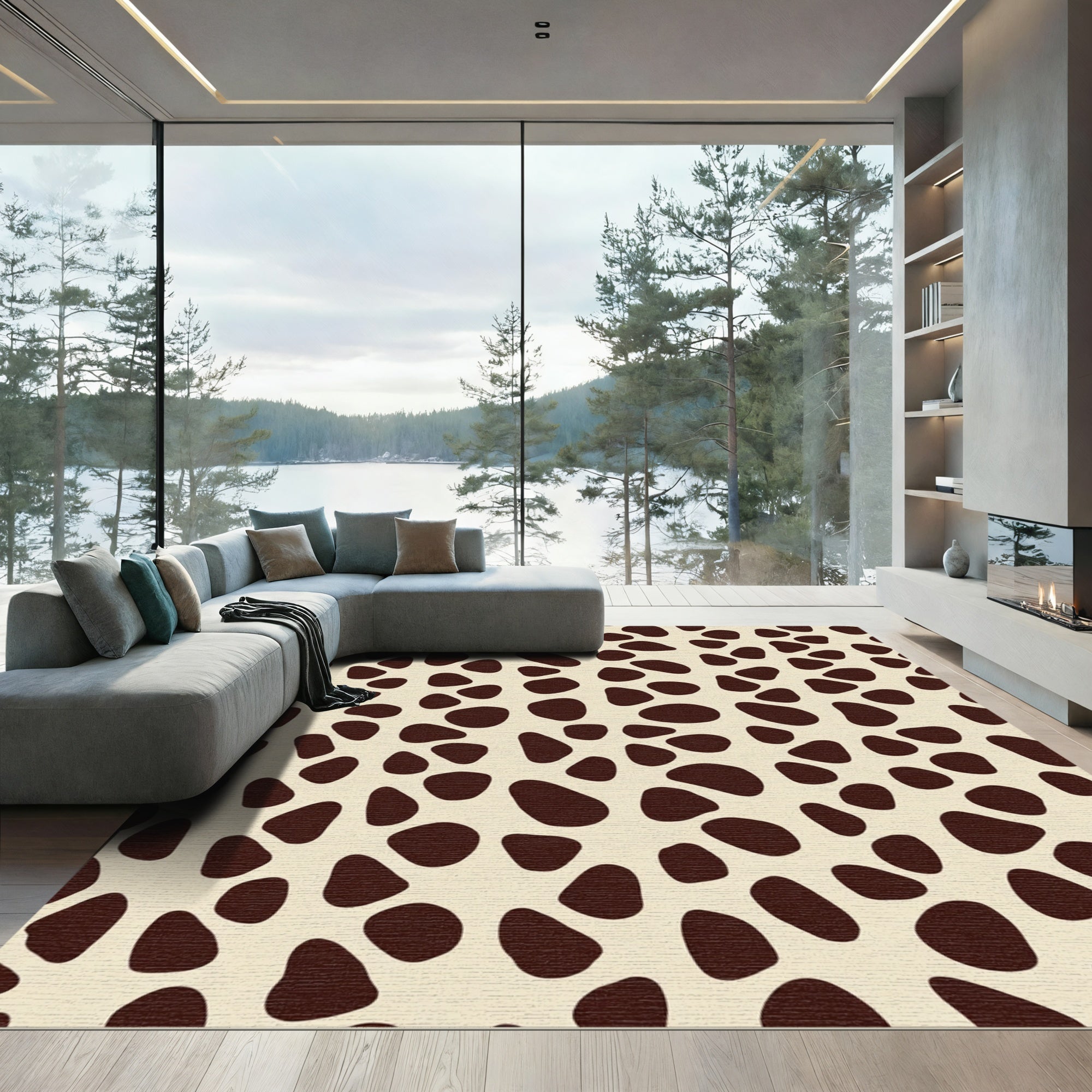 Brown Giraffe Spot Casual Pattern Rug