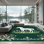 Whimsical Unicorn Floral Emerald Meadow Rug