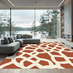 Burnt Orange White Interlocking Lattice Rug