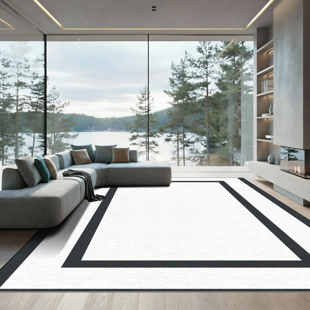 Modern Charcoal Frame Rectangle Rug