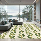 Verdant Green Vine Vertical Stripe Rug