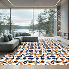 Burnt Orange Navy Camouflage Abstract Rug