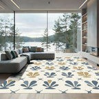 Soft Shells Khaki Blue Grid Rug
