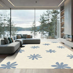 Pale Blue Starburst Flower Repeating Pattern Rug