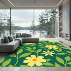 Yellow Daisy Garden Pattern Rug