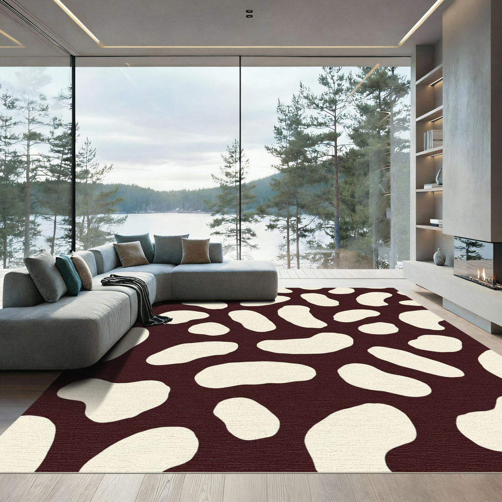 Brown Cream Organic Blotches Rug