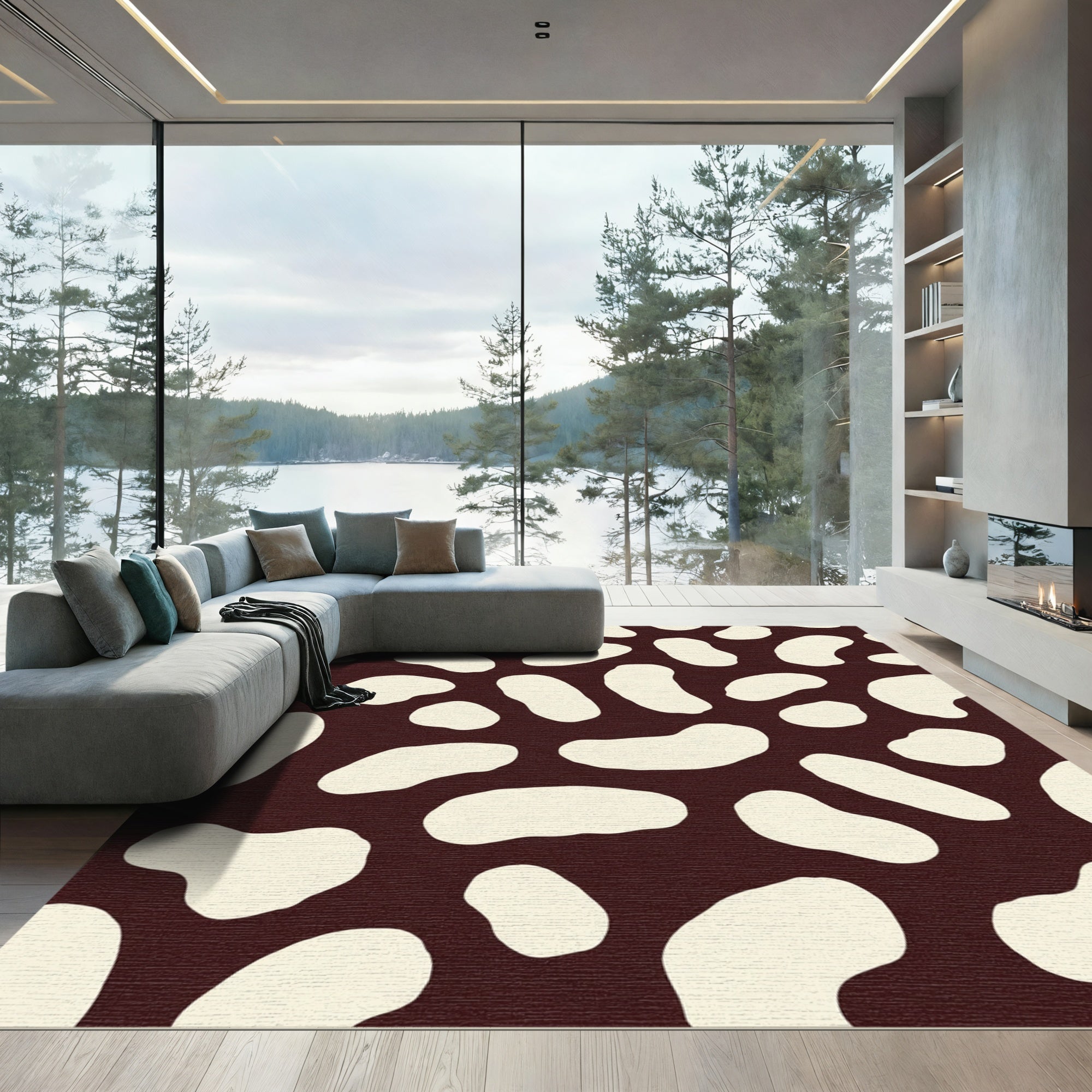 Brown Cream Organic Blotches Rug