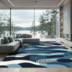Abstract Marine Organic Waves Rug