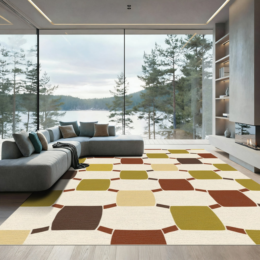 Earthy Tones Square Lattice Rug
