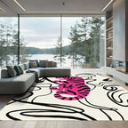 Hot Pink Tiger Swirl Abstract Rug