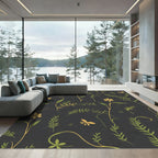 Golden Floral Garden Whimsical Rug