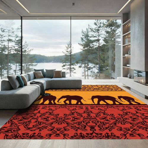 African Sunset Elephant Caravan Rug