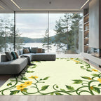 Yellow Floral Vine Border Rug