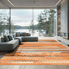Abstract Orange Grey Tribal Stripe Rug
