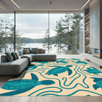 Teal Sea Turtle Swirls Rug