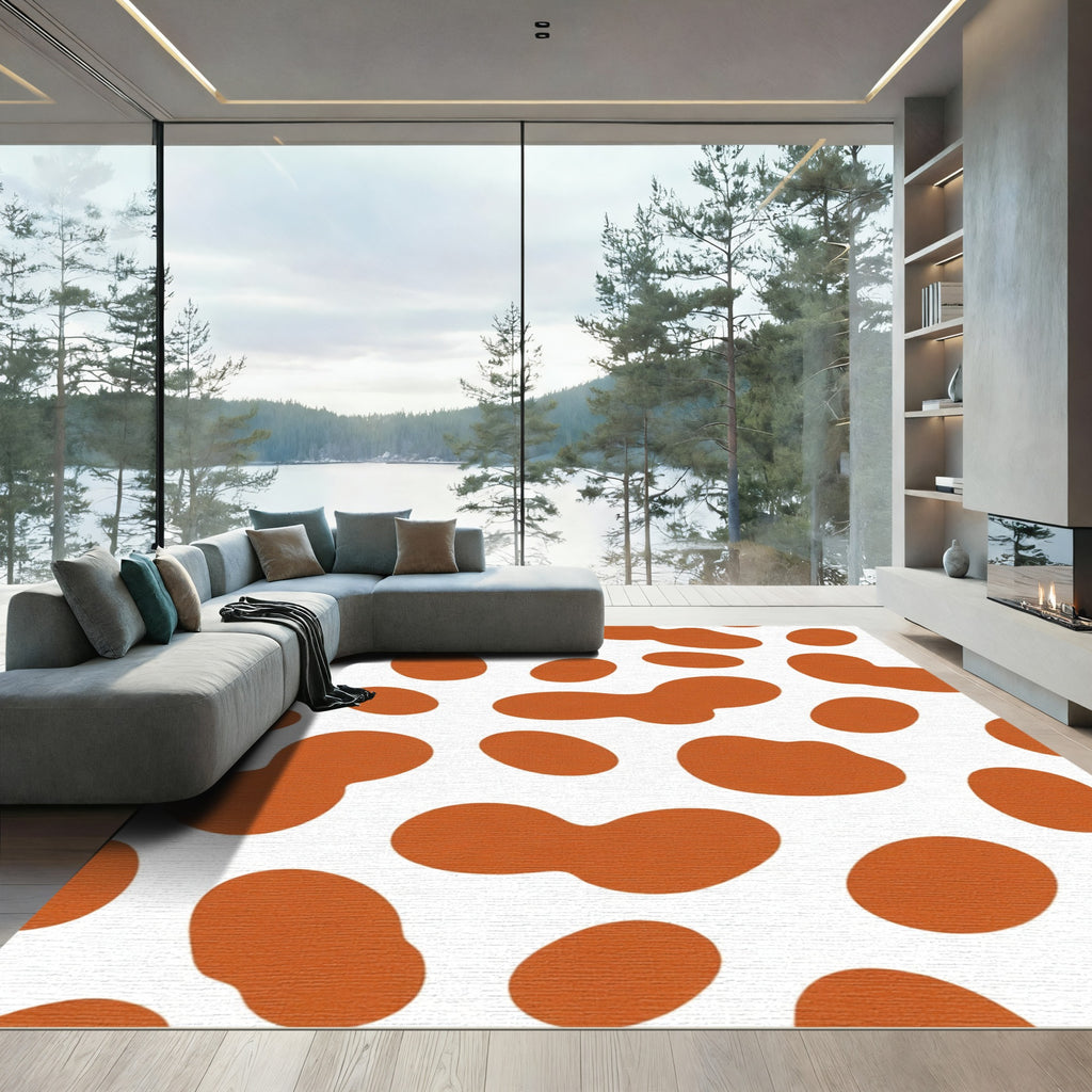 Orange White Organic Blob Rug