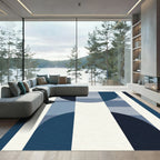 Deep Blue Geometric Arch Blocks Rug