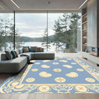 Light Blue Cream Abstract Bean Star Rug