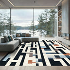 Abstract Geometric Maze With Browns Rug
