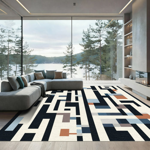 Abstract Geometric Maze With Browns Rug