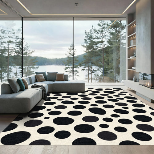 Black Cream Organic Dots Rug