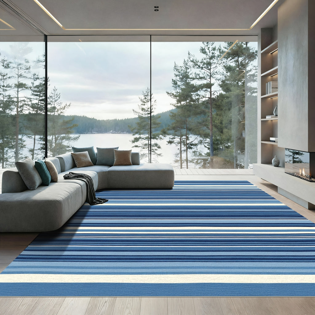 Classic Blue Multi Stripe Rug