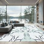 Light Blue Abstract Organic Curving Forms Rug